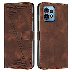 Funda de Cuero Cartera con Soporte Carcasa Y07X para Motorola Moto X40 5G Marron