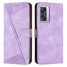 Funda de Cuero Cartera con Soporte Carcasa Y07X para Oppo A57 5G Morado