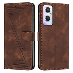 Funda de Cuero Cartera con Soporte Carcasa Y08X para Oppo A96 5G Marron