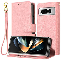 Funda de Cuero Cartera con Soporte Carcasa Y09X para Google Pixel Fold 5G Oro Rosa