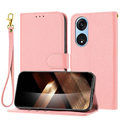 Funda de Cuero Cartera con Soporte Carcasa Y09X para Oppo A17 Oro Rosa