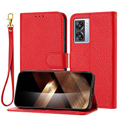 Funda de Cuero Cartera con Soporte Carcasa Y09X para Oppo A57 5G Rojo