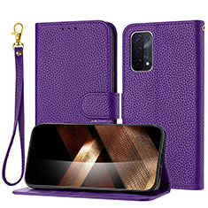 Funda de Cuero Cartera con Soporte Carcasa Y09X para Oppo A93 5G Morado