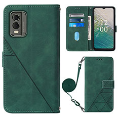 Funda de Cuero Cartera con Soporte Carcasa YB1 para Nokia C210 Verde