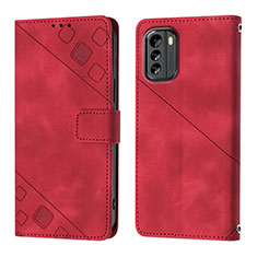 Funda de Cuero Cartera con Soporte Carcasa YB1 para Nokia G60 5G Rojo