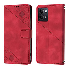 Funda de Cuero Cartera con Soporte Carcasa YB1 para Oppo Reno9 5G Rojo