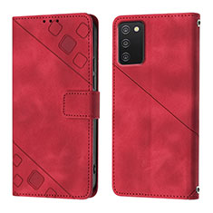 Funda de Cuero Cartera con Soporte Carcasa YB1 para Samsung Galaxy M02s Rojo