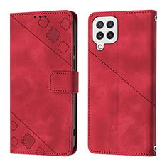 Funda de Cuero Cartera con Soporte Carcasa YB1 para Samsung Galaxy M32 4G Rojo