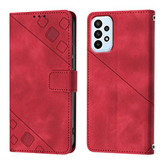 Funda de Cuero Cartera con Soporte Carcasa YB1 para Samsung Galaxy M32 5G Rojo
