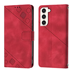 Funda de Cuero Cartera con Soporte Carcasa YB1 para Samsung Galaxy S22 Plus 5G Rojo
