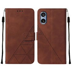 Funda de Cuero Cartera con Soporte Carcasa YB1 para Sony Xperia 5 V Marron