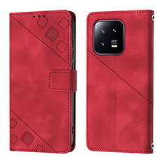 Funda de Cuero Cartera con Soporte Carcasa YB1 para Xiaomi Mi 13 5G Rojo
