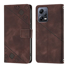 Funda de Cuero Cartera con Soporte Carcasa YB1 para Xiaomi Poco X5 5G Marron