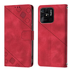 Funda de Cuero Cartera con Soporte Carcasa YB1 para Xiaomi Redmi 10C 4G Rojo