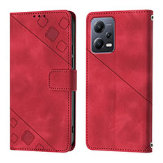 Funda de Cuero Cartera con Soporte Carcasa YB1 para Xiaomi Redmi Note 12 5G Rojo