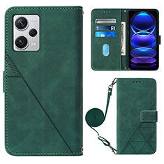 Funda de Cuero Cartera con Soporte Carcasa YB1 para Xiaomi Redmi Note 12 Explorer Verde