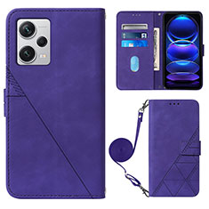 Funda de Cuero Cartera con Soporte Carcasa YB1 para Xiaomi Redmi Note 12 Pro+ Plus 5G Morado