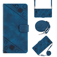 Funda de Cuero Cartera con Soporte Carcasa YB2 para Oppo A17 Azul