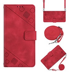 Funda de Cuero Cartera con Soporte Carcasa YB2 para Oppo A17 Rojo