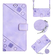 Funda de Cuero Cartera con Soporte Carcasa YB2 para Samsung Galaxy A12 Nacho Morado