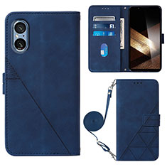 Funda de Cuero Cartera con Soporte Carcasa YB2 para Sony Xperia 5 V Azul