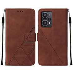 Funda de Cuero Cartera con Soporte Carcasa YB2 para Xiaomi Poco F5 5G Marron