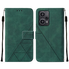 Funda de Cuero Cartera con Soporte Carcasa YB2 para Xiaomi Poco F5 5G Verde