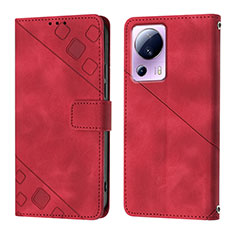 Funda de Cuero Cartera con Soporte Carcasa YB3 para Xiaomi Mi 13 Lite 5G Rojo