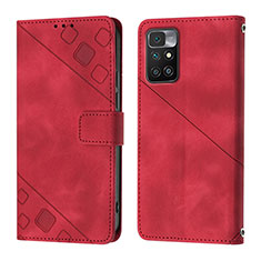 Funda de Cuero Cartera con Soporte Carcasa YB3 para Xiaomi Redmi 10 Prime Rojo