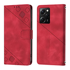 Funda de Cuero Cartera con Soporte Carcasa YB3 para Xiaomi Redmi Note 12 Pro Speed 5G Rojo