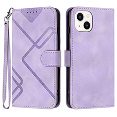 Funda de Cuero Cartera con Soporte Carcasa YX1 para Apple iPhone 14 Plus Purpura Claro