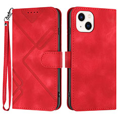 Funda de Cuero Cartera con Soporte Carcasa YX1 para Apple iPhone 14 Plus Rojo Rosa