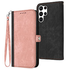 Funda de Cuero Cartera con Soporte Carcasa YX1 para Samsung Galaxy S22 Ultra 5G Oro Rosa