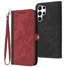 Funda de Cuero Cartera con Soporte Carcasa YX1 para Samsung Galaxy S22 Ultra 5G Rojo