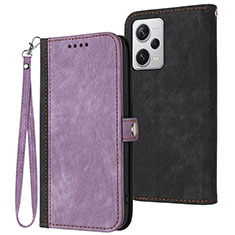 Funda de Cuero Cartera con Soporte Carcasa YX1 para Xiaomi Redmi Note 12 Pro+ Plus 5G Morado