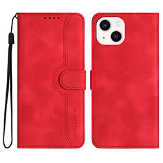 Funda de Cuero Cartera con Soporte Carcasa YX2 para Apple iPhone 14 Plus Rojo Rosa