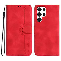 Funda de Cuero Cartera con Soporte Carcasa YX2 para Samsung Galaxy S22 Ultra 5G Rojo