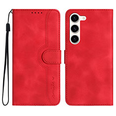 Funda de Cuero Cartera con Soporte Carcasa YX2 para Samsung Galaxy S23 5G Rojo