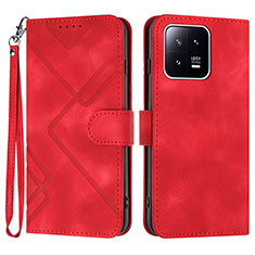 Funda de Cuero Cartera con Soporte Carcasa YX2 para Xiaomi Mi 13 5G Rojo