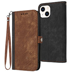 Funda de Cuero Cartera con Soporte Carcasa YX3 para Apple iPhone 14 Plus Marron