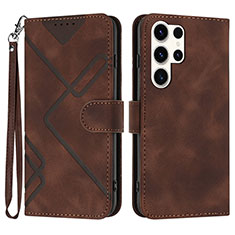 Funda de Cuero Cartera con Soporte Carcasa YX3 para Samsung Galaxy S22 Ultra 5G Marron