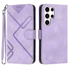 Funda de Cuero Cartera con Soporte Carcasa YX3 para Samsung Galaxy S22 Ultra 5G Morado