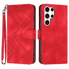 Funda de Cuero Cartera con Soporte Carcasa YX3 para Samsung Galaxy S22 Ultra 5G Rojo