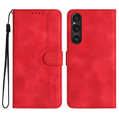 Funda de Cuero Cartera con Soporte Carcasa YX3 para Sony Xperia 1 V Rojo