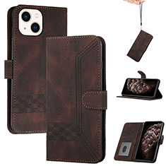 Funda de Cuero Cartera con Soporte Carcasa YX4 para Apple iPhone 13 Marron