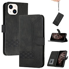 Funda de Cuero Cartera con Soporte Carcasa YX4 para Apple iPhone 15 Plus Negro
