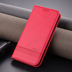 Funda de Cuero Cartera con Soporte Carcasa YZ1 para Apple iPhone 14 Pro Rosa Roja
