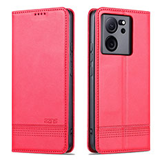 Funda de Cuero Cartera con Soporte Carcasa YZ1 para Xiaomi Mi 13T Pro 5G Rosa Roja