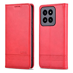 Funda de Cuero Cartera con Soporte Carcasa YZ1 para Xiaomi Mi 14 5G Rosa Roja