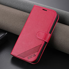 Funda de Cuero Cartera con Soporte Carcasa YZ3 para Apple iPhone 15 Pro Rosa Roja